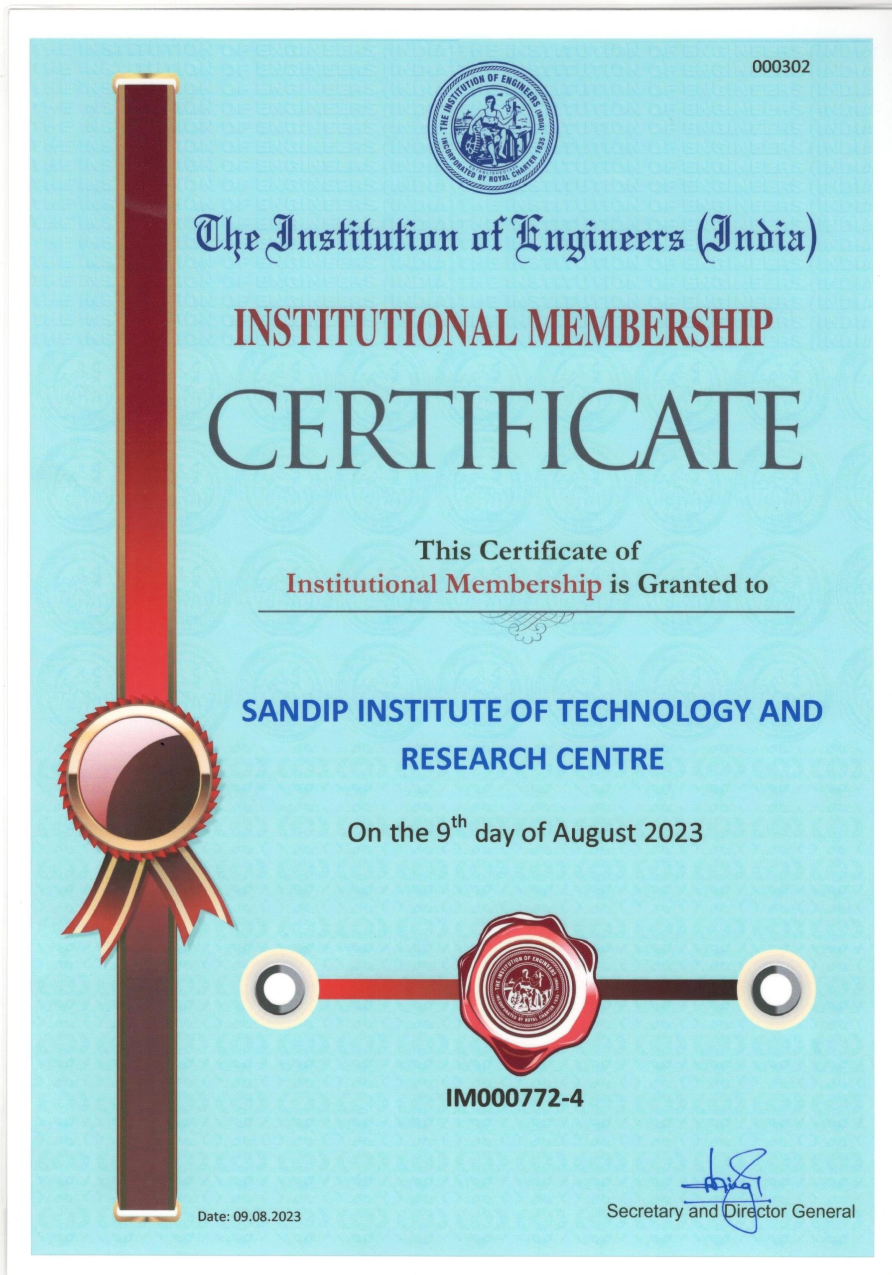 IEI Institutional Membership Certificate