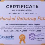 Certificate Harshal Patil (Web Development)