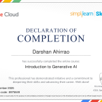 Certificate Darshan Ahirrao - Introduction to Genrative AI