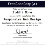 Certificate Siddhi More